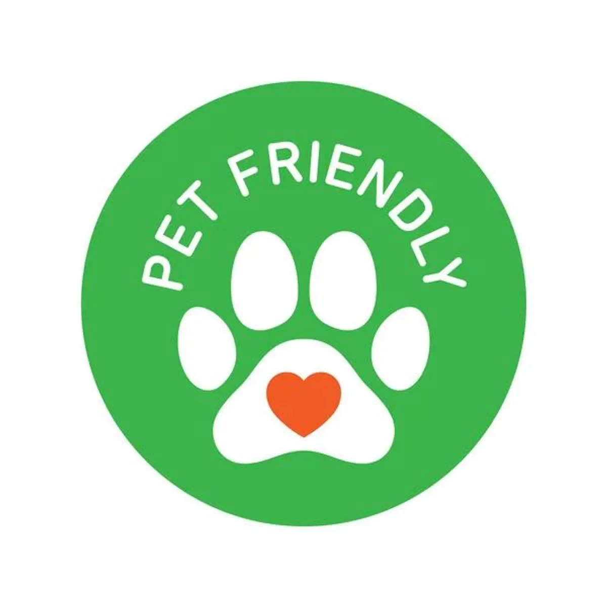 An interior featuring a clear pet-friendly symbol with a heart in a paw print, conveying a welcoming atmosphere for furry companions. The imagery evokes the joy of sharing the retreat with pets and highlights the inclusive, family-friendly nature of the space.